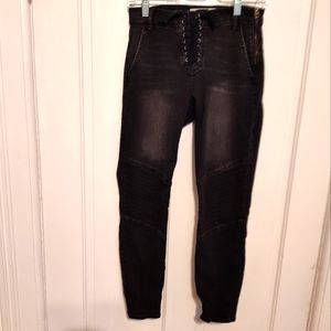Gap True Skinny lace up moto jeans in washed black